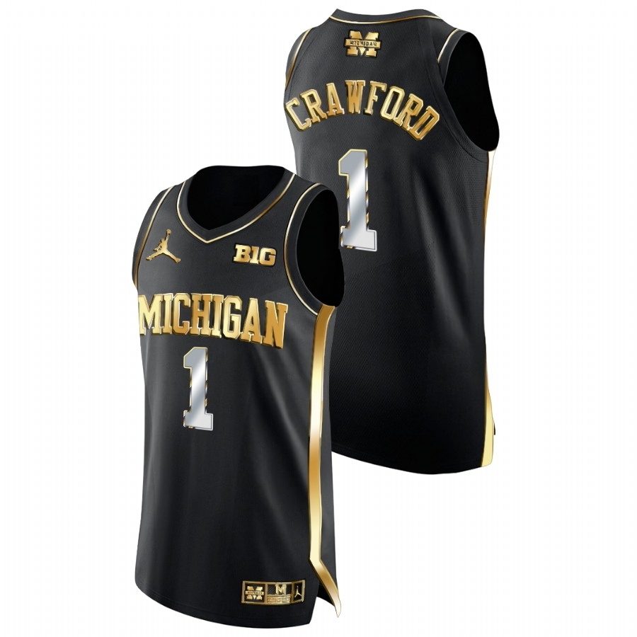 Michigan Wolverines Men's NCAA Jamal Crawford #1 Black Golden Diamond Edition College Basketball Jersey ZXL2249XM